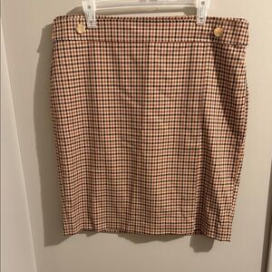 Ann Taylor Brown and Tan Checkered Pencil Skirt